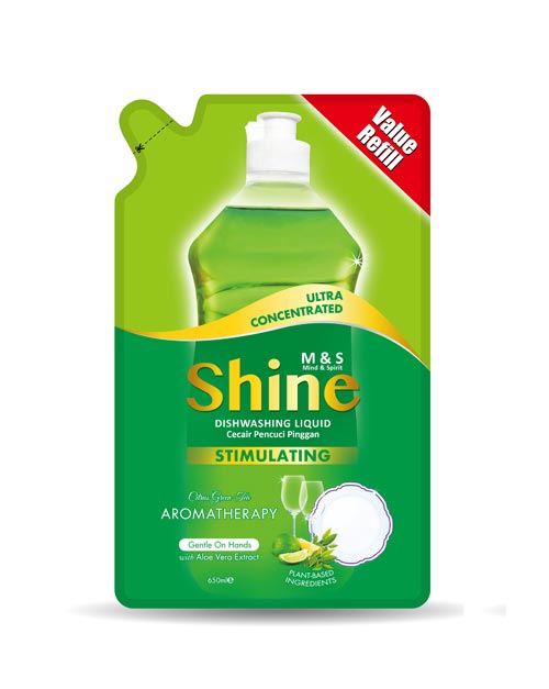 ms shine dishwashing liquid product shot stimulating 650ml