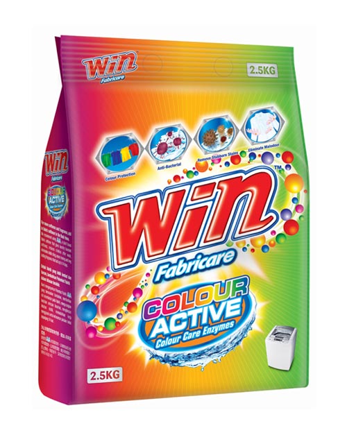win fabricare detergent powder product shot colour active