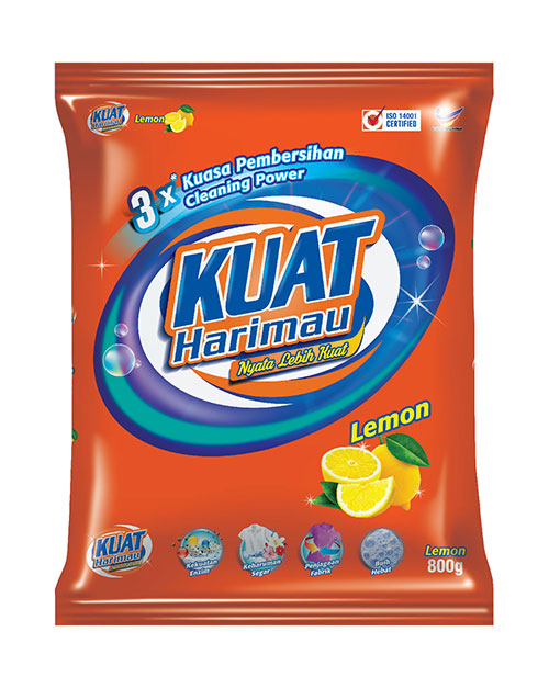 harimau kuat powder detergent lemon 800g