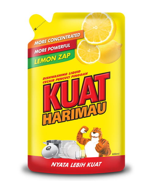 kuat harimau dish washing liquid lemon 650 ml